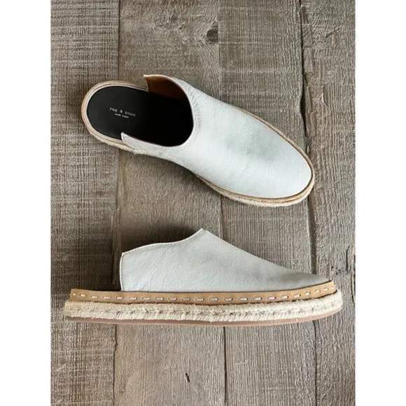 Rag &amp; bone cream leather espadrille slides size 38