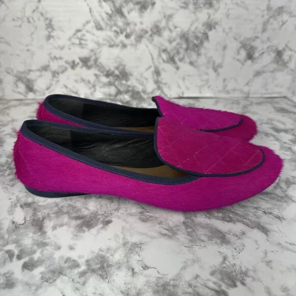 Rag &amp; Bone Hot Pink Pony Hair Quilted Loafer Flat Size 40 US 10 Made in Italy