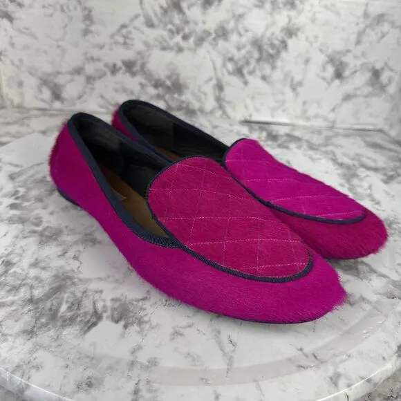 Rag &amp; Bone Hot Pink Pony Hair Quilted Loafer Flat Size 40 US 10 Made in Italy