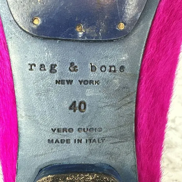 Rag &amp; Bone Hot Pink Pony Hair Quilted Loafer Flat Size 40 US 10 Made in Italy