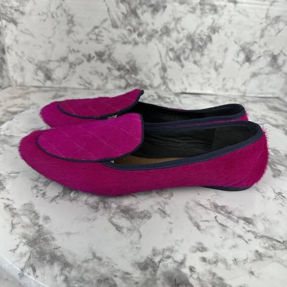 Rag &amp; Bone Hot Pink Pony Hair Quilted Loafer Flat Size 40 US 10 Made in Italy