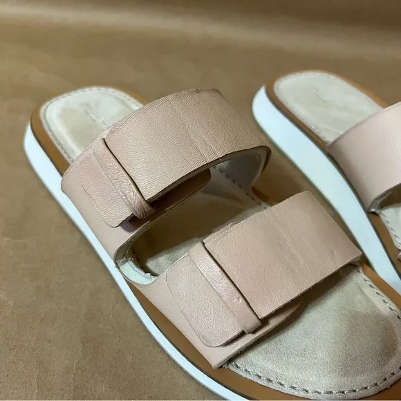 Rag &amp; Bone | Parker Slide Sandals Sheep Nappa Leather Two Strap Stone Size 9.5