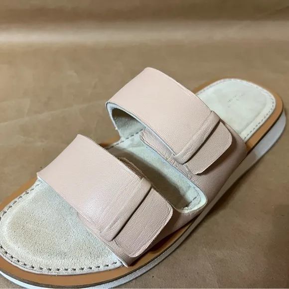 Rag &amp; Bone | Parker Slide Sandals Sheep Nappa Leather Two Strap Stone Size 9.5