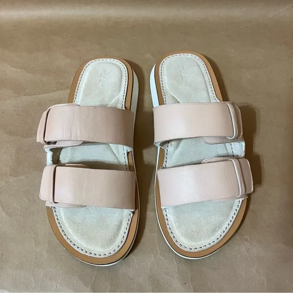 Rag &amp; Bone | Parker Slide Sandals Sheep Nappa Leather Two Strap Stone Size 9.5