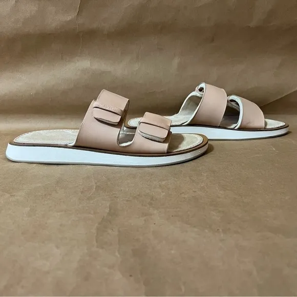 Rag &amp; Bone | Parker Slide Sandals Sheep Nappa Leather Two Strap Stone Size 9.5