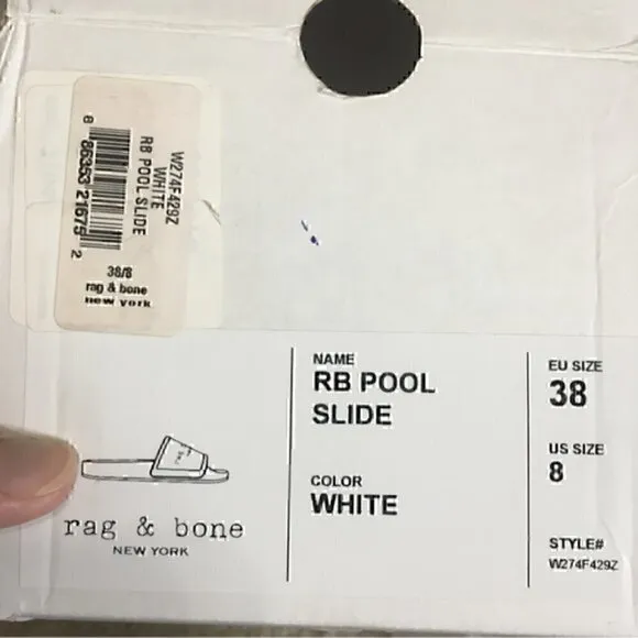 Rag &amp; Bone Pool Slides NIB size 8 / 38 White / off white