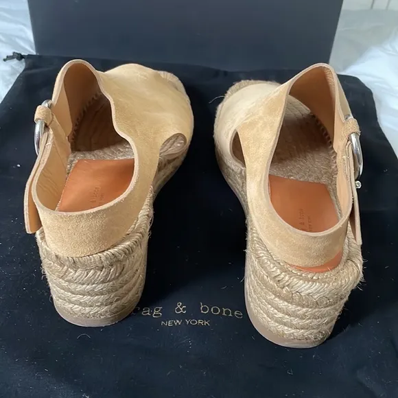 Rag&amp;Bone Suede Wedged Calla Espadrilles Color-Dune Size-USA 11/EU 41 NWT