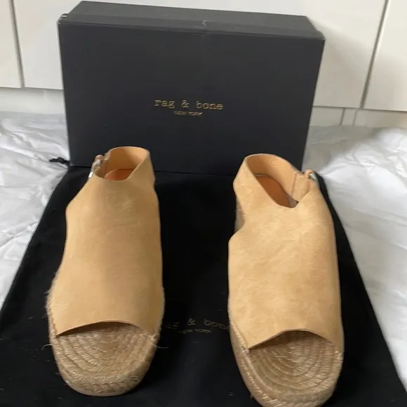 Rag&amp;Bone Suede Wedged Calla Espadrilles Color-Dune Size-USA 11/EU 41 NWT