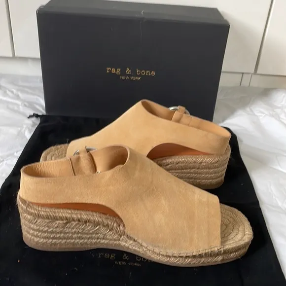 Rag&amp;Bone Suede Wedged Calla Espadrilles Color-Dune Size-USA 11/EU 41 NWT