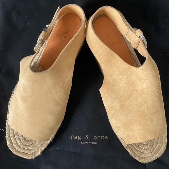 Rag&amp;Bone Suede Wedged Calla Espadrilles Color-Dune Size-USA 11/EU 41 NWT