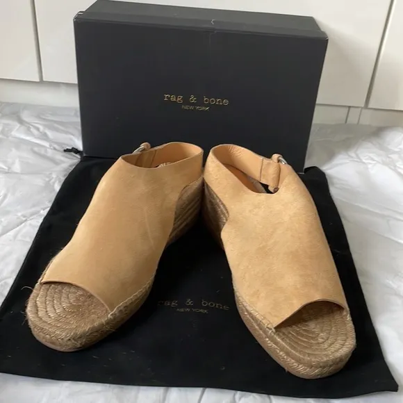Rag&amp;Bone Suede Wedged Calla Espadrilles Color-Dune Size-USA 11/EU 41 NWT