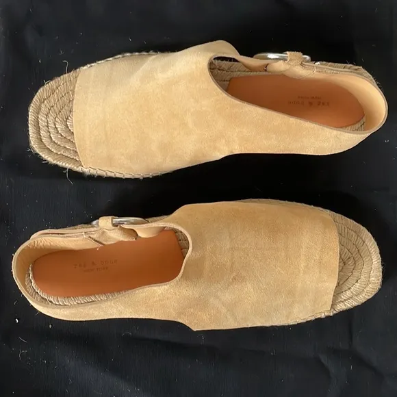 Rag&amp;Bone Suede Wedged Calla Espadrilles Color-Dune Size-USA 11/EU 41 NWT