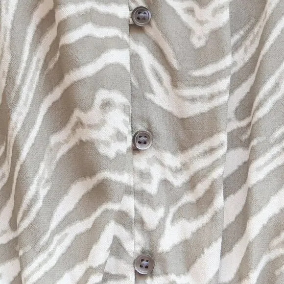 Rails Jasmine Beige Safari Wild Cat‎ Long Sleeve Smocked Waist Mini Dress Small