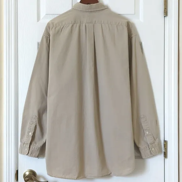 Ralph Lauren 90's Vintage Blaire Classic Long Sleeve Button Down Shirt Tan XL