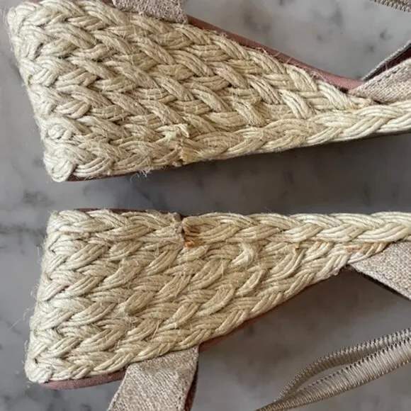 RALPH LAUREN CALA Linen Espadrilles Gold Tan 6B