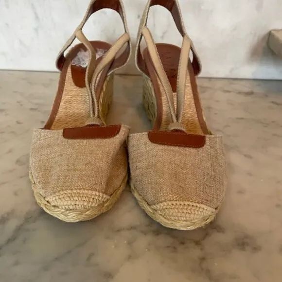 RALPH LAUREN CALA Linen Espadrilles Gold Tan 6B