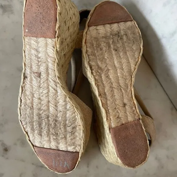 RALPH LAUREN CALA Linen Espadrilles Gold Tan 6B