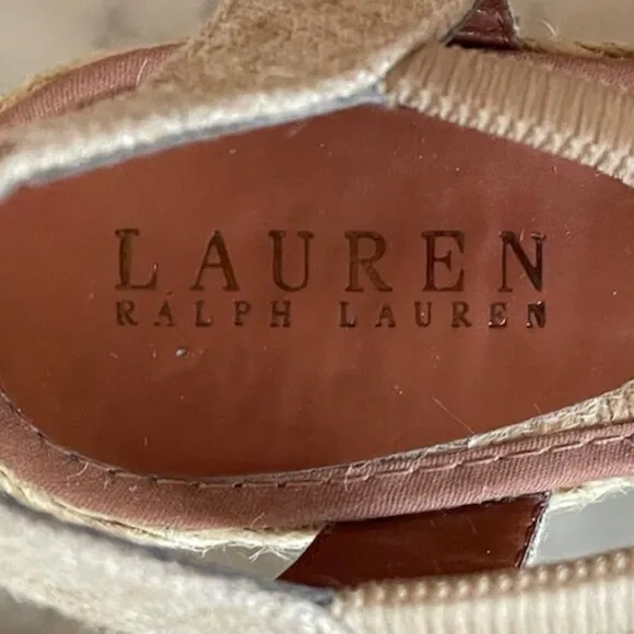 RALPH LAUREN CALA Linen Espadrilles Gold Tan 6B