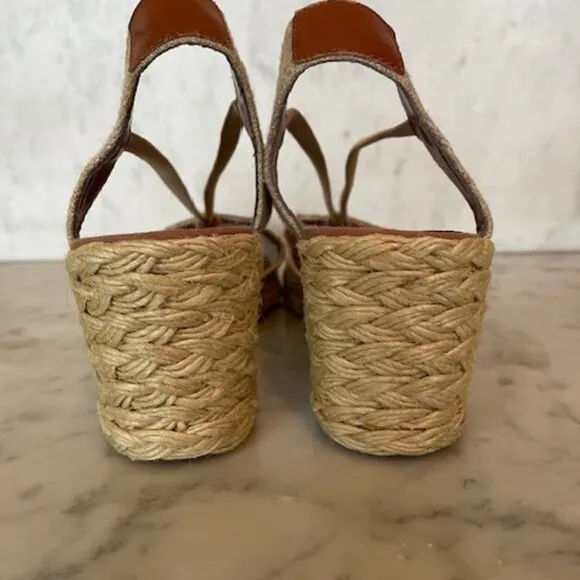 RALPH LAUREN CALA Linen Espadrilles Gold Tan 6B