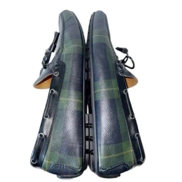 Ralph Lauren Men’s Blackwatch Plaid Leather Driver Loafers Sz 11 Made in Italy