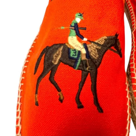 Ralph Lauren Purple Label Bowsworth Standing Horse Espadrilles Orange US 11D