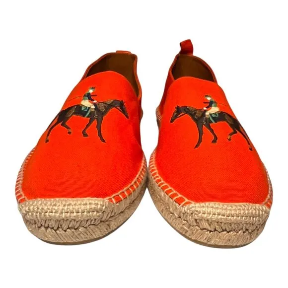Ralph Lauren Purple Label Bowsworth Standing Horse Espadrilles Orange US 11D