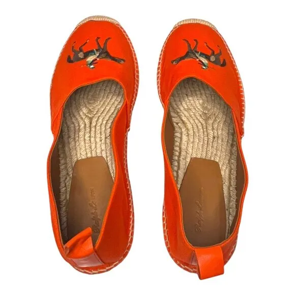 Ralph Lauren Purple Label Bowsworth Standing Horse Espadrilles Orange US 11D