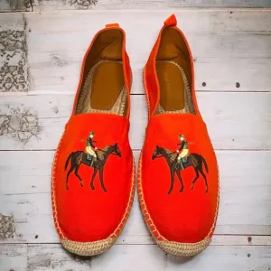 Ralph Lauren Purple Label Bowsworth Standing Horse Espadrilles Orange US 11D