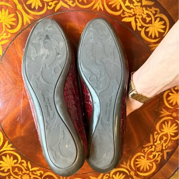 Rare Donald J Pliner Red Leather Alligator Croc Slip On Loafers Size $8.5 $295
