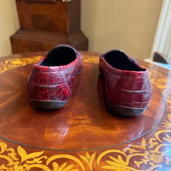 Rare Donald J Pliner Red Leather Alligator Croc Slip On Loafers Size $8.5 $295