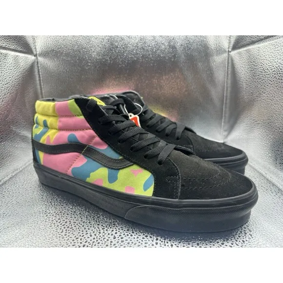 RARE  Size 11 - Vans Sk8-Mid Reissue Neon Camo Old Skool Authentic Slip-On