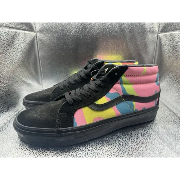 RARE  Size 11 - Vans Sk8-Mid Reissue Neon Camo Old Skool Authentic Slip-On