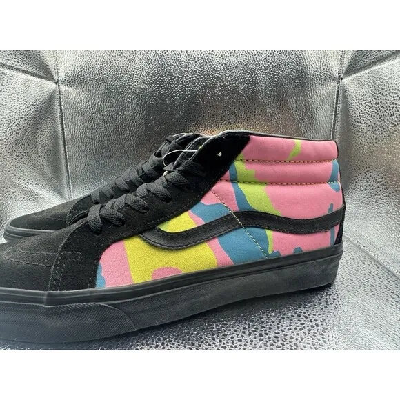 RARE  Size 11 - Vans Sk8-Mid Reissue Neon Camo Old Skool Authentic Slip-On