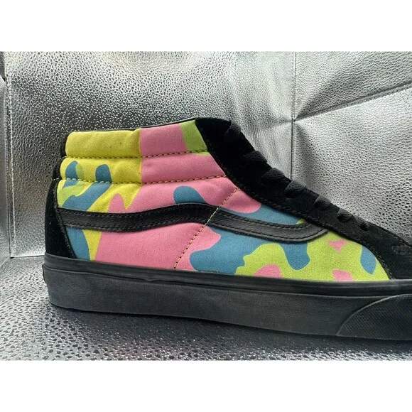 RARE  Size 11 - Vans Sk8-Mid Reissue Neon Camo Old Skool Authentic Slip-On
