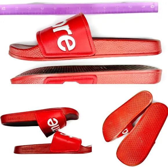 RARE Supreme Red White Slides Sandals Mens 8 EU 41 Women 9.5 SPRING Summer 2014