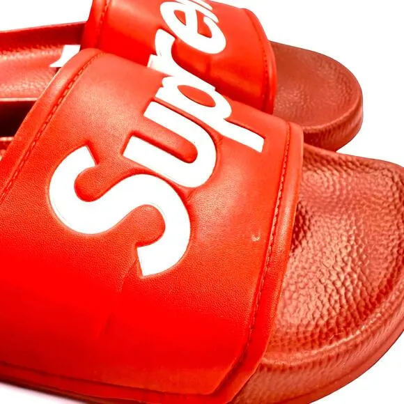 RARE Supreme Red White Slides Sandals Mens 8 EU 41 Women 9.5 SPRING Summer 2014