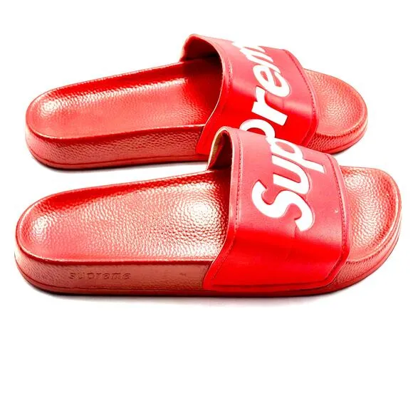 RARE Supreme Red White Slides Sandals Mens 8 EU 41 Women 9.5 SPRING Summer 2014