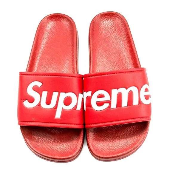 RARE Supreme Red White Slides Sandals Mens 8 EU 41 Women 9.5 SPRING Summer 2014