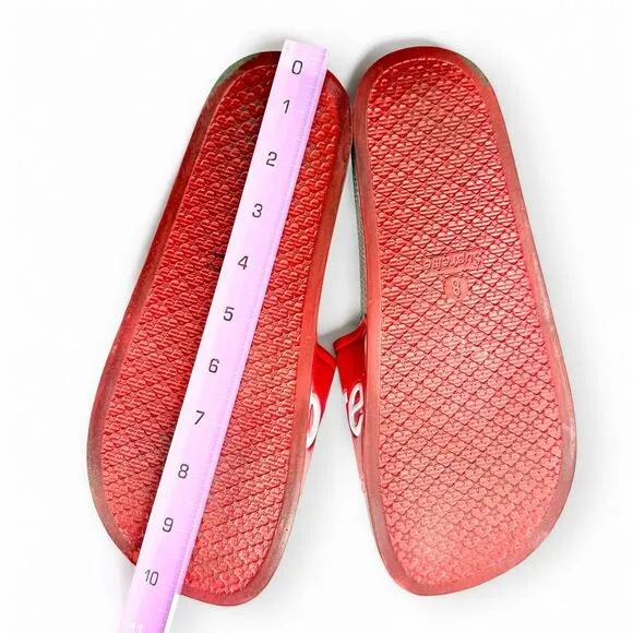 RARE Supreme Red White Slides Sandals Mens 8 EU 41 Women 9.5 SPRING Summer 2014