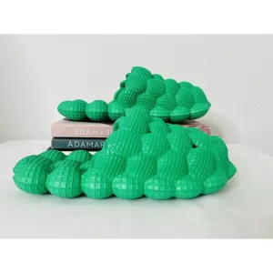 RARE Womens Cushioned Slip On Bubble Green Slides Sandals Slippers Size 5/6