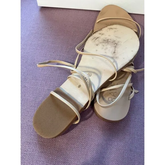 RAYE Tied up Sandals in Cognac 9 with box Womens Wrap Flat Slides