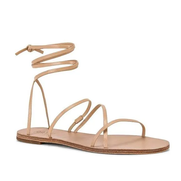 RAYE Tied up Sandals in Cognac 9 with box Womens Wrap Flat Slides