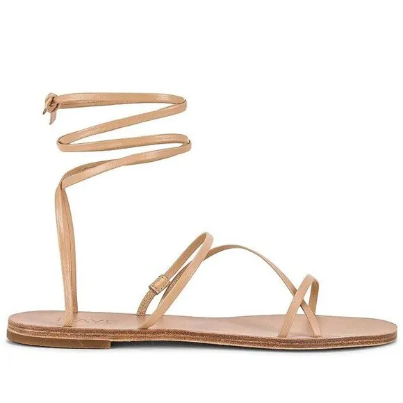 RAYE Tied up Sandals in Cognac 9 with box Womens Wrap Flat Slides