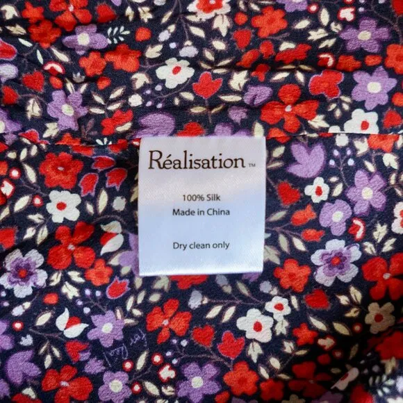 Realisation Luella Par Cap Sleeve Silk Dress in Wildflower - Size M