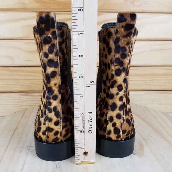 Rebecca Minkoff 7 US Sabeen Too Chelsea Boots Leopard Print Cow Fur Booties NEW