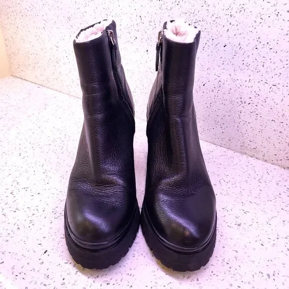Rebecca Minkoff Boots Milano Booties Shearling Black Leather size 8