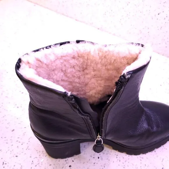 Rebecca Minkoff Boots Milano Booties Shearling Black Leather size 8