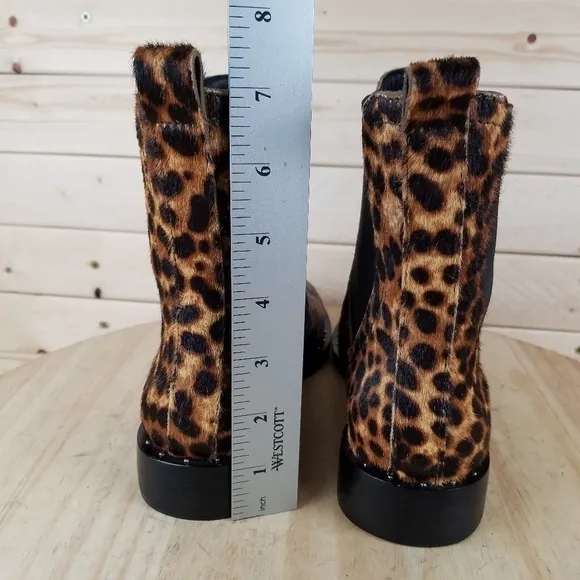 Rebecca Minkoff Sabeen Too 6 US Chelsea Booties Leopard Print Cow Fur Boots NEW