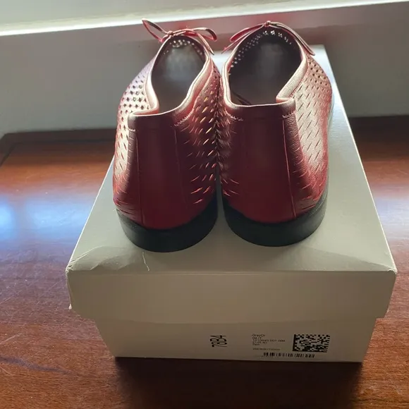 Red Flats with Pointed Toe and Decorative Bow