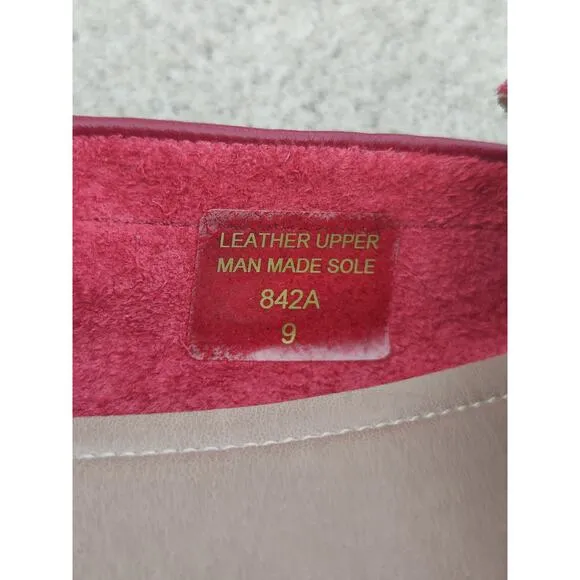 Red Leather Slip On loafers sz 9